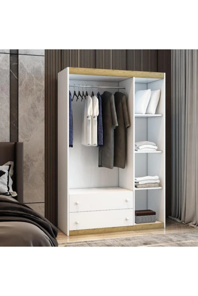 Afilli 3 Kapaklı 2 Çekmeceli Mdf Lam Gardırop - 3