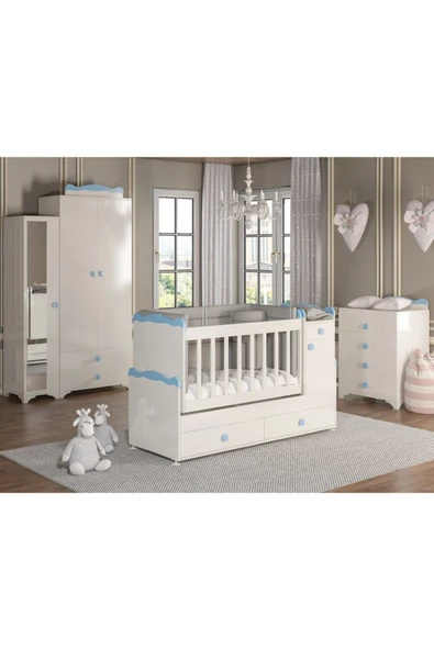 Afilli Bby 950 Büyüyebilen 3 Kapılı Bebek Odası Takımı Mavi - 1