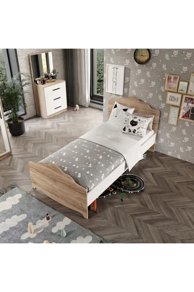Afilli Ildır Çocuk Odası Takımı 4 Parça Tamamı Mdf Flora Beyaz Aynalı - 8