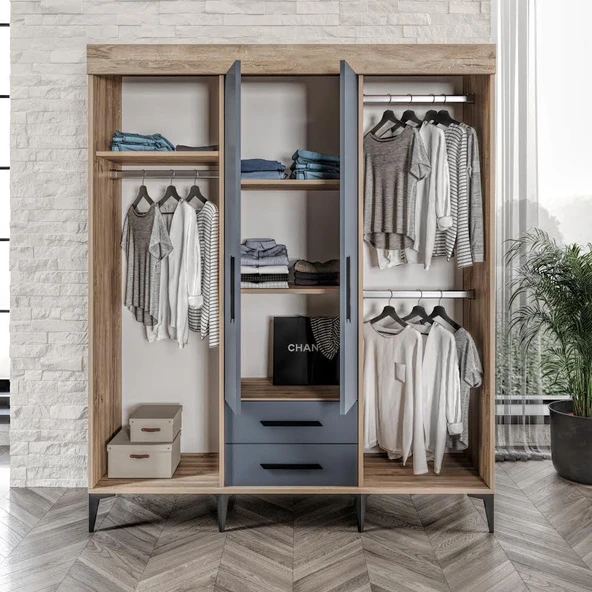 Afilli İzmir Cocuk Odası Takımı Tamamı Mdf Flora Ve Antrasit - 4