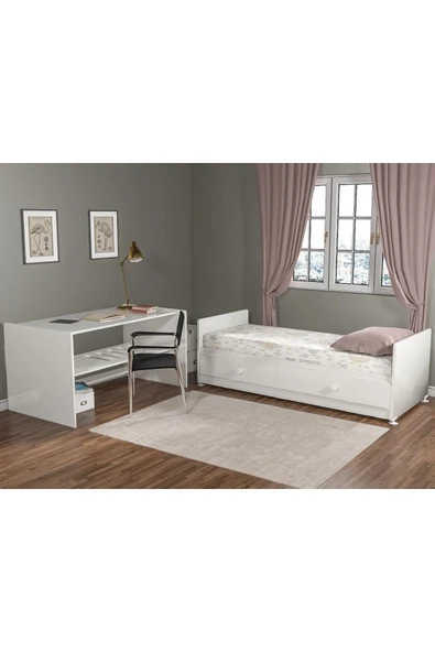 Afilli Rose 2 Çekmeceli Mdf Asansorlu Besik (60 120) Beyaz - 4