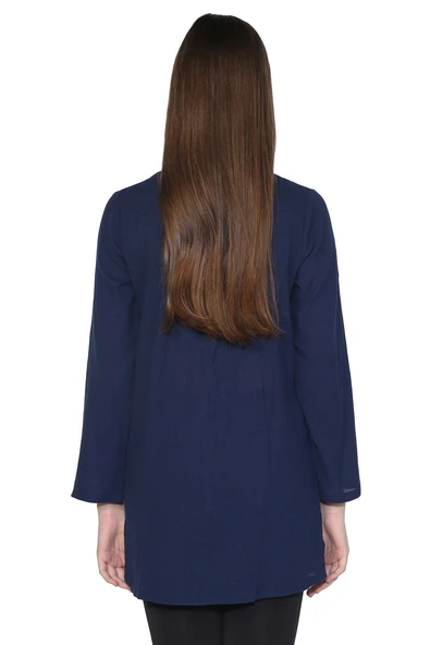 Kadın Şile Bezi Hakim Yaka Yazlık Tunik Lacivert Lcvt 3XL Lacivert - Resim 2