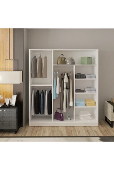 afilli mağaza Tamamı Mdflam 3 Kapılı Sürgülü Gardrop Aynasız - 4