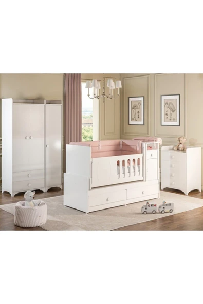 Afilli R 131a Rose Bebek Odası Takımı Beyaz - 1