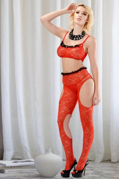 Kırmızı Vücut Çorabı - 1028 - 4