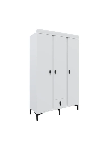 Afilli Rose 3 kapaklı tek çekmeceli dolap beyaz - 5