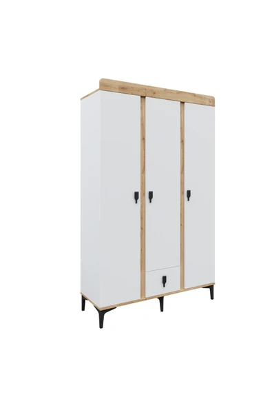 Afilli Rose 3 Kapaklı Tek Çekmeceli Dolap Safir Ve Beyaz Renk - 4