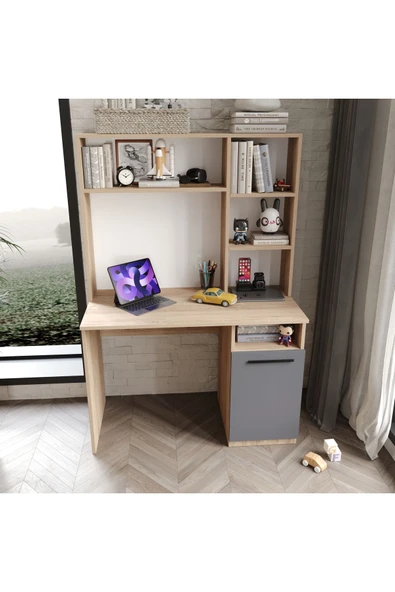 Afilli İzmir Çalışma Masası Flora Antrasit Tamamı Mdf - Resim 2