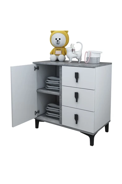 Afilli Rose Kapaklı 3 Çekmeceli Sifonyer Berlin - Resim 2