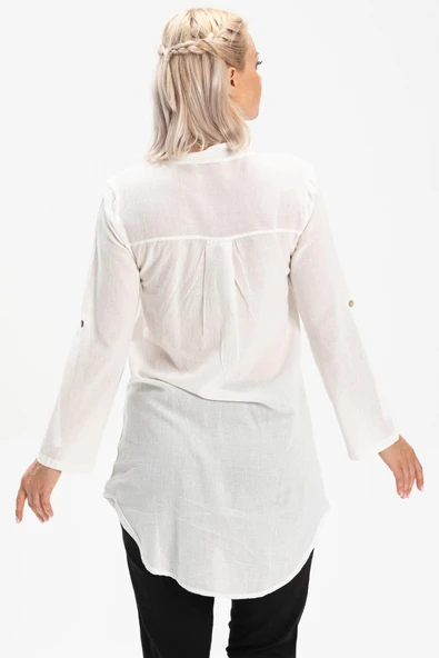 Akasya Şile Bezi Yazlık Tunik Beyaz Byz XL Beyaz - Resim 2