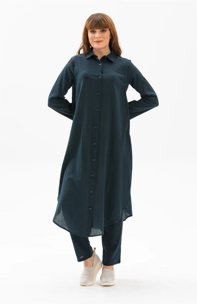 Edanur Şile Bezi Mevsimlik ve Yazlık Tunik Petrol Ptrl XL Petrol ürün görseli