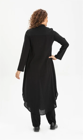 Edanur Şile Bezi Mevsimlik ve Yazlık Tunik Siyah Syh M Siyah - Resim 2
