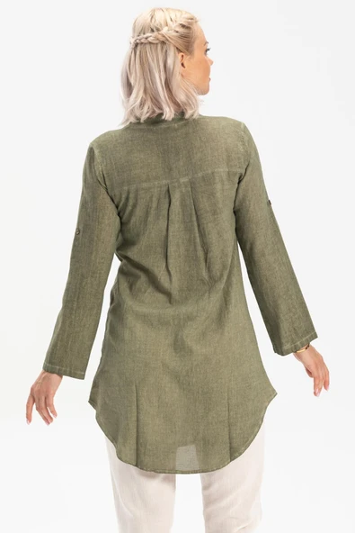 Akasya Şile Bezi Yazlık Tunik Haki Hk L Haki - Resim 2