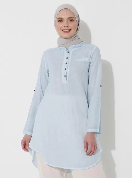 Akasya Şile Bezi Yazlık Tunik Buz Mavi Bmv 3XL Buz Mavi - Resim 8