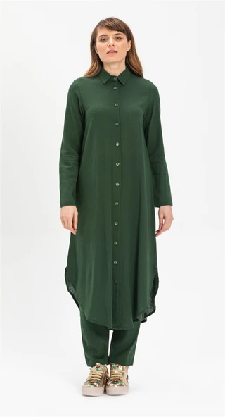 Edanur Şile Bezi Mevsimlik ve Yazlık Tunik Yeşil Ysl 2XL Yeşil - 1
