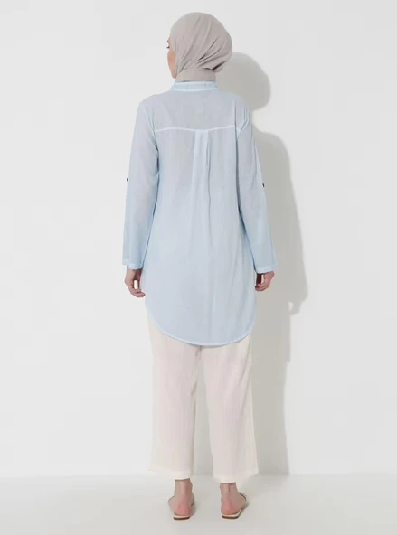 Akasya Şile Bezi Yazlık Tunik Buz Mavi Bmv 2XL Buz Mavi - Resim 10