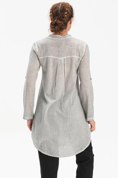 Akasya Şile Bezi Yazlık Tunik Gri Gri M Gri - Resim 2