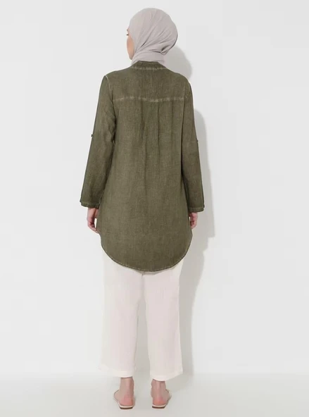 Akasya Şile Bezi Yazlık Tunik Haki Hk L Haki - Resim 10