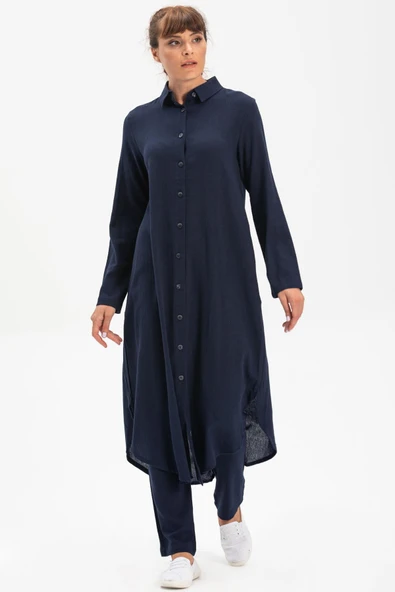 Edanur Şile Bezi Mevsimlik ve Yazlık Tunik Lacivert Lcvt L Lacivert ürün görseli