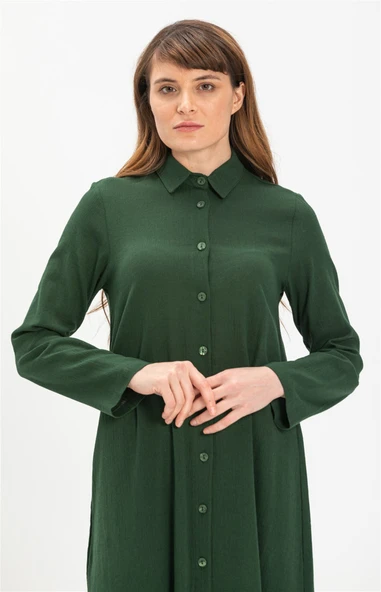 Edanur Şile Bezi Mevsimlik ve Yazlık Tunik Yeşil Ysl 3XL Yeşil - Resim 4