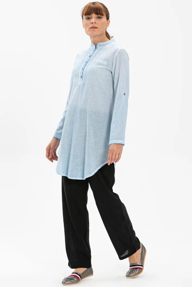 Akasya Şile Bezi Yazlık Tunik Buz Mavi Bmv 3XL Buz Mavi ürün görseli