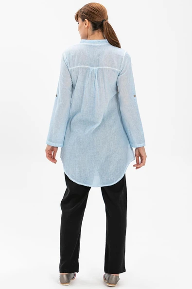 Akasya Şile Bezi Yazlık Tunik Buz Mavi Bmv 3XL Buz Mavi - Resim 2