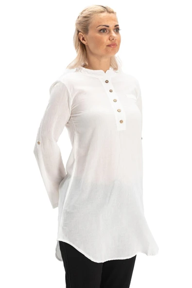 Akasya Şile Bezi Yazlık Tunik Beyaz Byz 3XL Beyaz - Resim 7