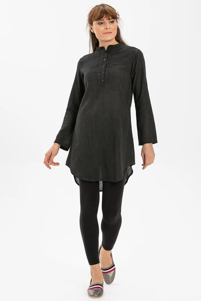 Akasya Şile Bezi Yazlık Tunik Füme Fm 3XL Füme ürün görseli