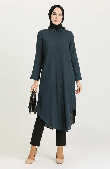 Edanur Şile Bezi Mevsimlik ve Yazlık Tunik Petrol Ptrl S Petrol - Resim 5