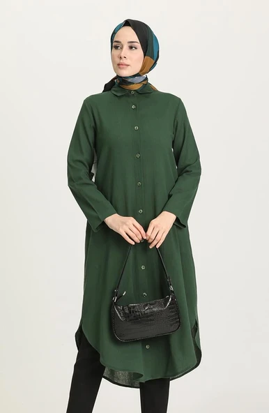 Edanur Şile Bezi Mevsimlik ve Yazlık Tunik Yeşil Ysl 2XL Yeşil - 5