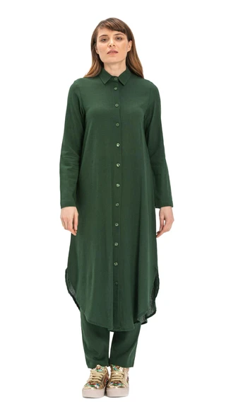 Edanur Şile Bezi Mevsimlik ve Yazlık Tunik Yeşil Ysl 3XL Yeşil - Resim 7