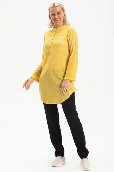 Akasya Şile Bezi Yazlık Tunik Sarı Sarı 3XL Sarı ürün görseli