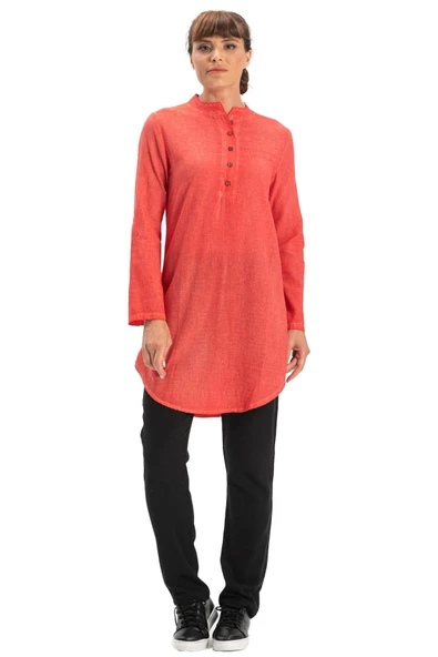 Akasya Şile Bezi Yazlık Tunik Mercan Mrcn M Mercan - Resim 6