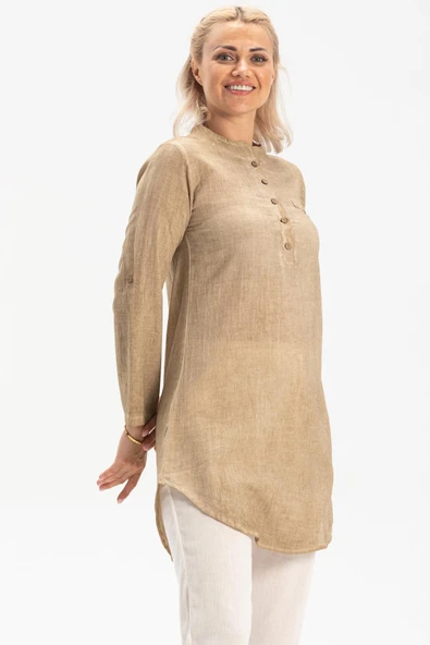 Akasya Şile Bezi Yazlık Tunik Toprak Tprk S Kahve - Resim 4