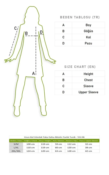 Uzun Kol Gömlek Yaka Hafsa Müslin Yazlık Tunik Siyah Syh 2XL-3XL Siyah - 5