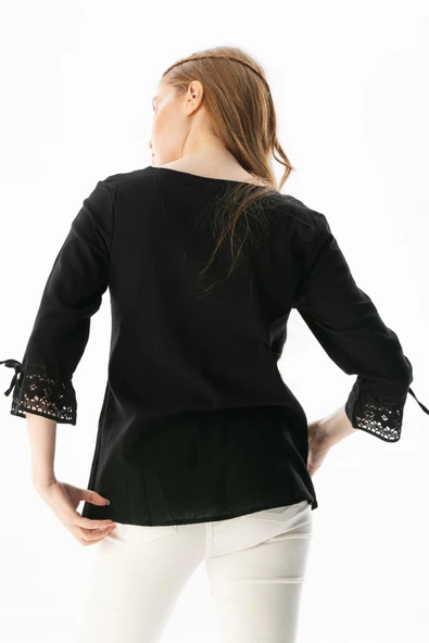 Zehra Şile Bezi Yazlık Bluz Siyah Syh 3XL Siyah - Resim 2