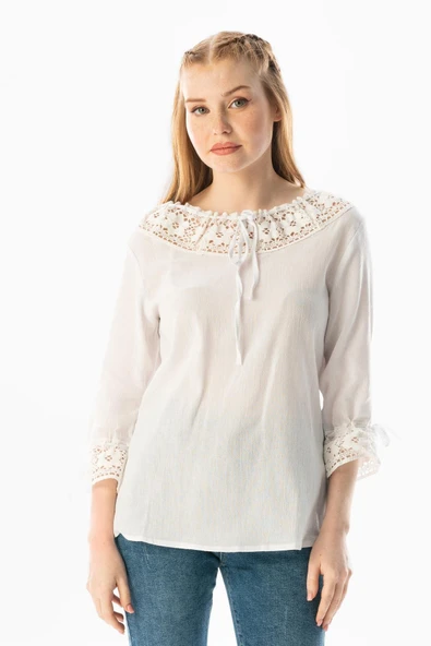 Zehra Şile Bezi Yazlık Bluz Beyaz Byz 2XL Beyaz ürün görseli
