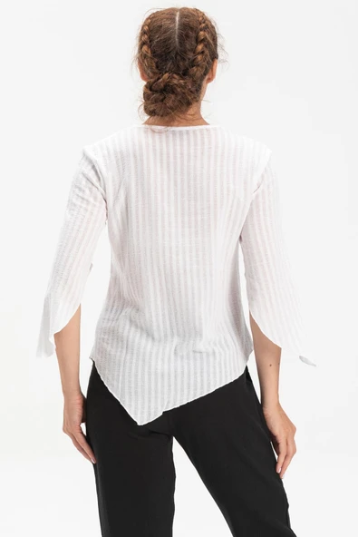 Truvakar Kol Şile Bezi Rodos Yazlık Bluz Beyaz Byz L Beyaz - Resim 2