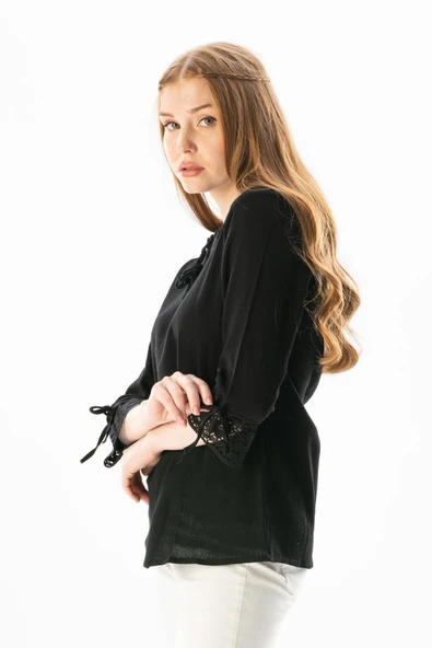 Zehra Şile Bezi Yazlık Bluz Siyah Syh 2XL Siyah - Resim 5