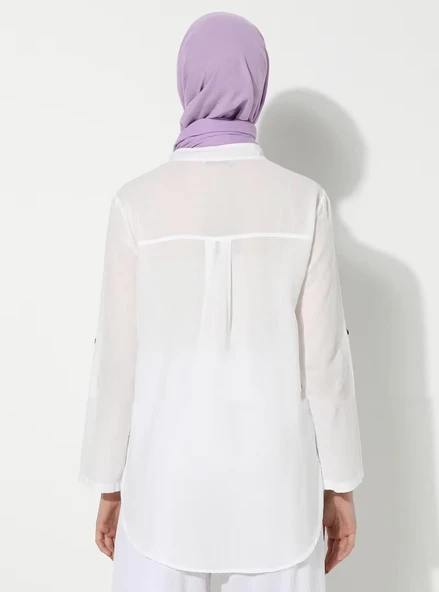 Uzun Kol Şile Bezi Akasya Yazlık Bluz Beyaz Byz 2XL Beyaz - Resim 9