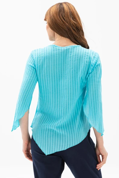 Truvakar Kol Şile Bezi Rodos Yazlık Bluz Turkuaz Trkz L Turkuaz - Resim 2
