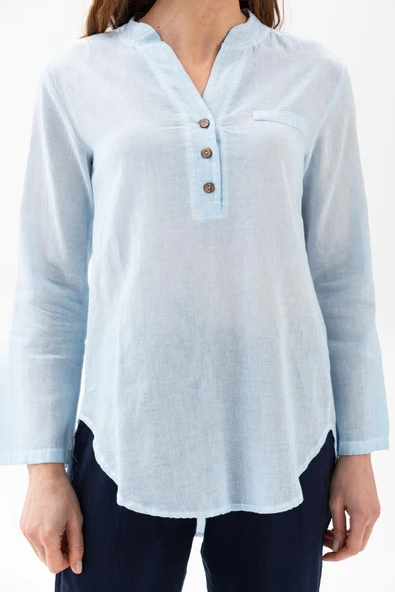 Uzun Kol Şile Bezi Akasya Yazlık Bluz Buz Mavi Bmv M Buz Mavi - Resim 3