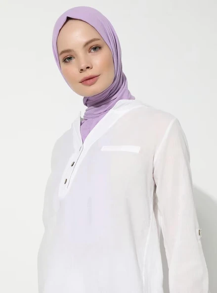 Uzun Kol Şile Bezi Akasya Yazlık Bluz Beyaz Byz 3XL Beyaz - 10