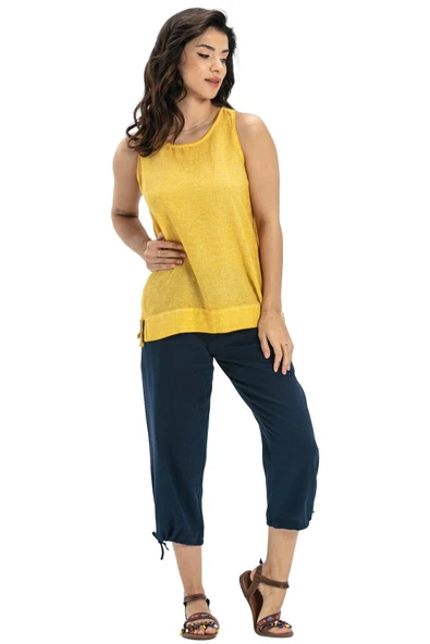 Kolsuz Poplin Zeyno Yazlık Bluz Sarı Sarı XL Sarı - Resim 6