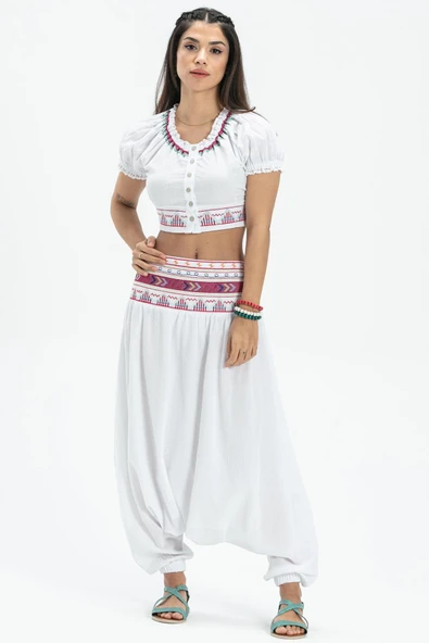 Kısa Kol Şile Bezi Latin Yazlık Büstiyer Beyaz Byz S Beyaz ürün görseli