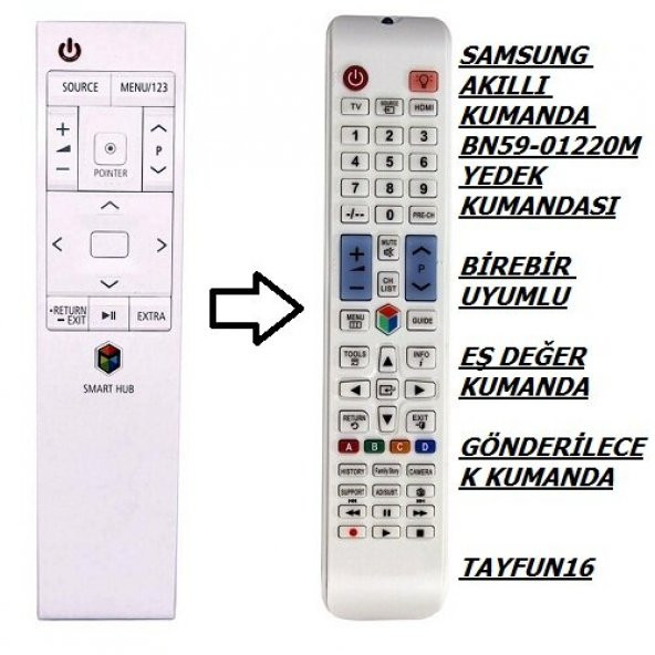 SAMSUNG AKILLI KUMANDA BN59-01220M BEYAZ YEDEK KUMANDA