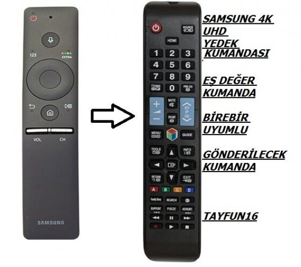 Samsung  UE65KU7500UXTK Akıllı Mauseli Kumanda - Yedek Kumandası