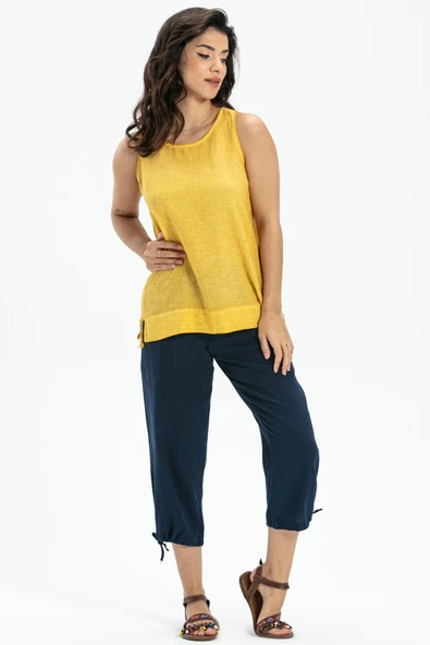 Kolsuz Poplin Zeyno Yazlık Bluz Sarı Sarı XL Sarı ürün görseli