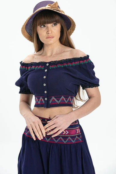 Kısa Kol Şile Bezi Latin Yazlık Büstiyer Mor Mor XL Mor - 4