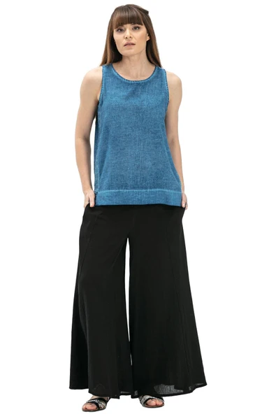 Kolsuz Poplin Zeyno Yazlık Bluz İndigo indg L İndigo - 7